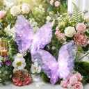Yinkin 2 Pcs 20 Inch Large LED Butterfly Decorations Mariposas Grandes para Decoracion Giant Light up 3D Butterflies for Wedding Birthday Party Baby Shower Decor(Purple)
