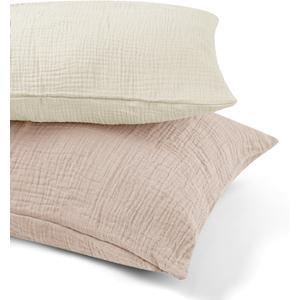 Muslin Toddler Pillowcase for 13 X 18 Pillow, 2 Pack Small Travel Pillow Cases Covers with Envelope Closure, Soft & Breathable Kids Pillowcase for Girls Boys, Apricot & Pink