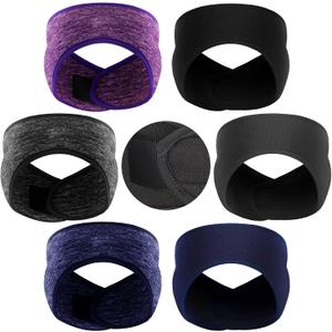 SATINIOR 6 Pcs Winter Ear Warmer Headband Adjustable Stretchy Ear Muffs Full Cover Sweatband for Women Men Outdoor Activity (Assorted)