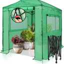 EAGLE PEAK Instant Pop-up Greenhouse, Indoor Outdoor Plant Gardening Green House, Roll-Up Zipper Doors and Side Windows, Walk in 8x6 ft, PE Cover, Green/Clear
