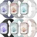 6 Pack Sport Bands Compatible with Apple Watch Bands 38mm 40mm 41mm 42mm 44mm 45mm 46mm 49mm for Women Men, Soft Wristband Silicone Sport Strap for iWatch Bands Series 11 10 9 8 7 6 5 4 3 2 1 Ultra SE