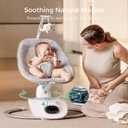 Momcozy CocoSway Electric Baby Swing for Infant, 180 Rotating Seat, 6 Parent-Like Sway Motions & 4 Speeds, Quiet Soothing, Remote Control, Machine-Washable Cover, Grey