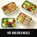 GORILLA GRIP BPA-Free Leakproof Bento Lunch Box for Women, Men, Kids, On-the-go Easy to Carry Handle, Microwave Safe Hot or Cold Food Container, Lid Includes Built-In Utensil Set, 1 Tier Style, Mint