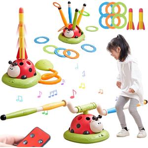 3 in 1 Musical Jump, Toss Ring Game and Stomping Launch Rocket Launcher for Kids Outdoor Toys with Remote Control, Indoor Outside Toy for Kids Ages 4-8 Toys for Ages 5-7 8-13 Birthday Gifts
