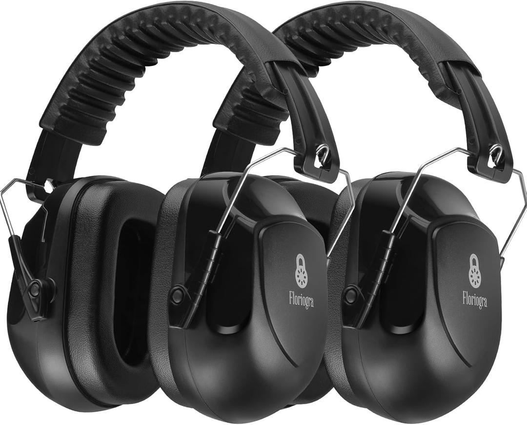 2 Pack 34dB Noise Canceling Headphones For Shooting, Hearing Protection Earmuffs, Ear Protection Headphones, Thickened Headband Ear Muffs For Noise Reduction For Shooting, Construction,Mowing (Black+black)