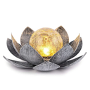 Huaxu Solar Lights Outdoor Garden, Crackle Globe Glass Lotus Decor, Waterproof LED Metal Flower Decorations for Patio,Lawn,Walkway,Tabletop,Ground