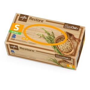 Medline Restore Nitrile Exam Gloves, 250 Count, Small, Powder Free, Disposable, Colloidal Oatmeal to Soothe Hands, Strong, Tear Resistant for Medical Tasks, Household Chores and More