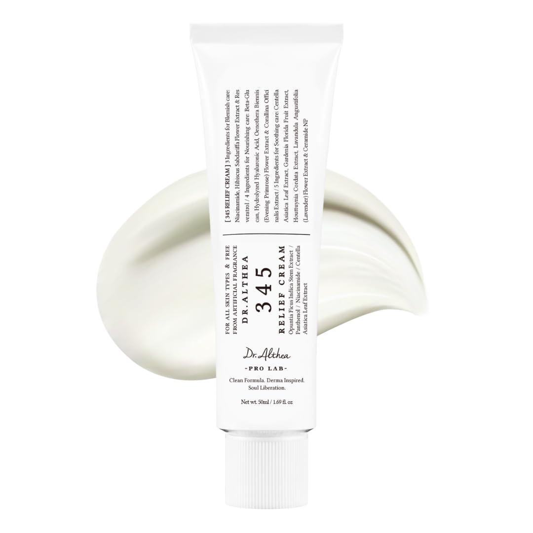Dr.Althea 345 Relief Cream, Daily Face Moisturizer, Blemish Relief Care, Soothing Recovery & Moisture, Korean Vegan Skin Care for All Skin Types, 1.69 Fl Oz (Pack of 1), Expiry: 2028/04/29