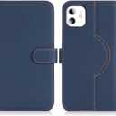 Zouzt for iPhone 11 6.1" Genuine Leather Wallet Case with Card Holder, for MagSafe Magnetic Wireless Charging, Flip Folio Book Kickstand Shockproof Cover Women Men iPhone 11 - Litchi Blue