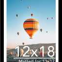 JCJMY 12x18 Picture Frame with 11x17 Mat, Display Photo 11x17 with Mat or 12 x 18 Without Mat, Wall Hanging Large 12 by 18 Poster Frame with Plexiglass, Black