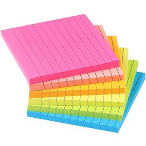 Vanpad Lined Sticky Notes 4X4 in Bright Ruled Post Stickies Colorful Super Sticking Power Memo Pads Strong Adhesive, 8 Pads/Pack, 72 Sheets/pad