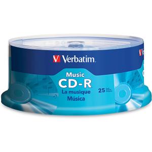 Verbatim Music CD-R 40X 80 Minute 700 MB Blank Recordable Audio Discs 25pk Spindle