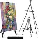 Artify Easel for Painting, Double-Tier Easel Stand, Adjustable Height from 22-66 Inches, Tripod for Painting and Display with Carrying Bag, 66 Inches, Black