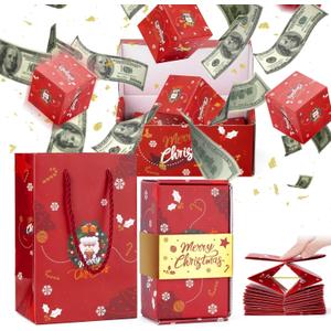 Surprise Gift Box Explosion, 2025 Newly Folding Pop-Up Explosion Box, Exquisite Wrapped Cash Gift Box for Christmas Birthday New Year Anniversary Valentine Proposal Parties12 Bounces, Red