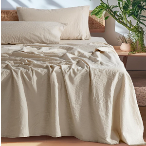 SONORO KATE 100% French Pure Linen Sheets, Breathable and Durable Linen King Size Sheets, Anti-Tear Linen Bed Sheets, Machine Washable, 16 Inch Deep Pocket - 4 Piece (Natural Linen, King)