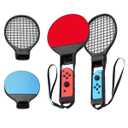 LINGSFIRE Switch Tennis Racket and Ping Pong Paddle For Nintendo Switch Joy-Con Controller, Accessories Compatible with Mario Tennis Aces Sports Games, 2 Pairs Set