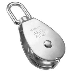 LordHardware M50 Single Pulley Snatch Block 304 Stainless Steel Lifting Crane Swivel Hook, 3/8" Rope x 2" Sheave