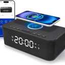 Dual Alarm Clock Radio Bedroom, Digital Alarm Clocks Bedrooms Bluetooth, Up to 10 Bedroom Alarms Clock White Noise 23 Soothing Sounds App/Button Control Snooze 12/24H FM Speaker Charging, Black