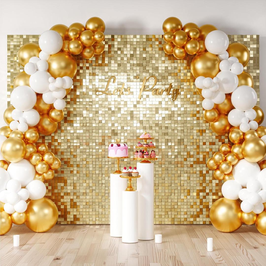 COKAOBE LiteGrid Series Shimmer Wall Backdrop - 48Pcs Light Gold