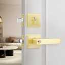 Leydebong 1 Pack Gold Door Handleset with Single Cylinder Deadbolt Entry Lever Door Handle and Deadbolt Lock and Key Combo Pack Heavy Duty Door Lock for Left or Right-Handed Doors