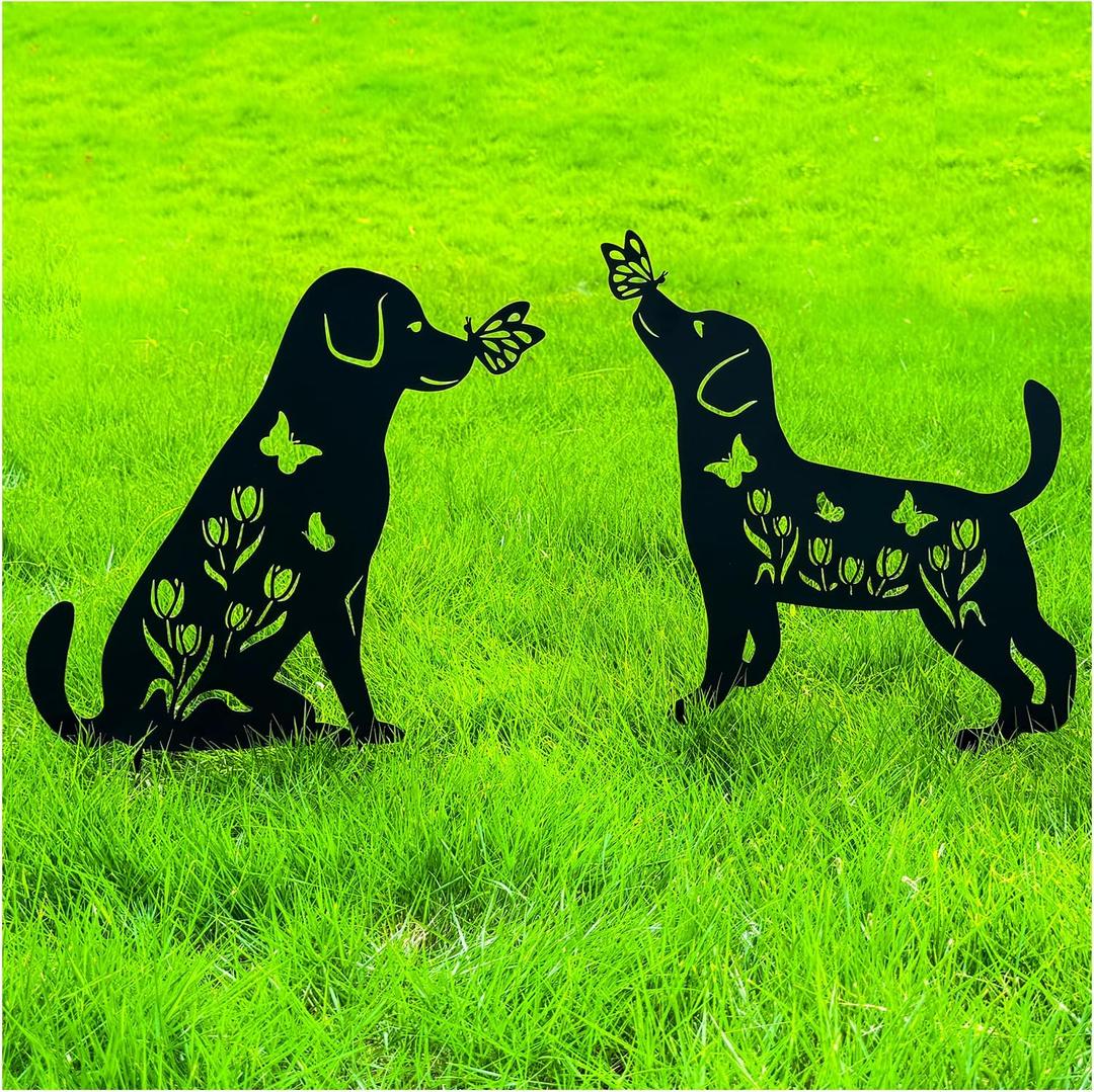 Dog Metal Decorative Garden Stakes Labrador Dog Gifts for Women/Men Animal Silhouette Statues for Yard Art, Outside, Patio, Outdoor Decor, Garden Decorations, Lawn Ornaments
