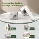 Heavy Duty Passage Door Handle, Door Lever with Rectangular Design, Non-Locking for Hallway Closet, Easy Installation, Satin Nickel, 6 Pack