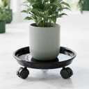 Plant Pallet Caddy Plant Stand Round Flower Pot Mover, Plant Pot Pallet Dolly Caster with Universal Wheels (Black)