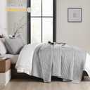 HORIMOTE HOME Grey Queen Size Quilt Set - Soft Microfiber Bedspread with 2 Shams, Lightweight & All-Season Geometric Coverlet for Cozy Bedding, Full/Queen