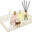 Feyarl Mirrored Crystal Vanity Makeup Tray Ornate Jewelry Trinket Organizer Cosmetic Perfume Bottle Decorative Tray Home Deco Dresser Skin Care Storage (Rectangle 12" x 8")