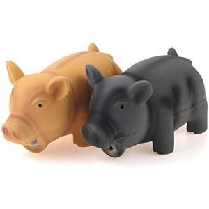 CHIWAVA 1 Pack 6.5" Medium Pig Dog Toy for Dogs Latex Rubber Cube Squeeze Grunting Sound Interactive Play, Beige