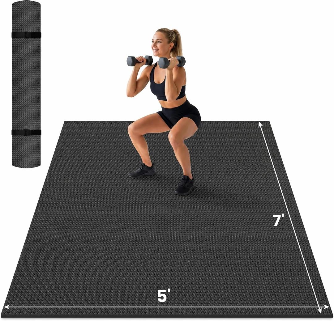 THAILE Large Exercise Mat, 7' x 5' x 6mm, Non-Slip Workout Mat for Home Gym