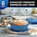 Mueller 6qt Enameled Cast Iron Dutch Oven, Heavy-Duty Casserole and Braiser Pan with Lid and Knob, Safe for All Cooktops, Aqua Blue