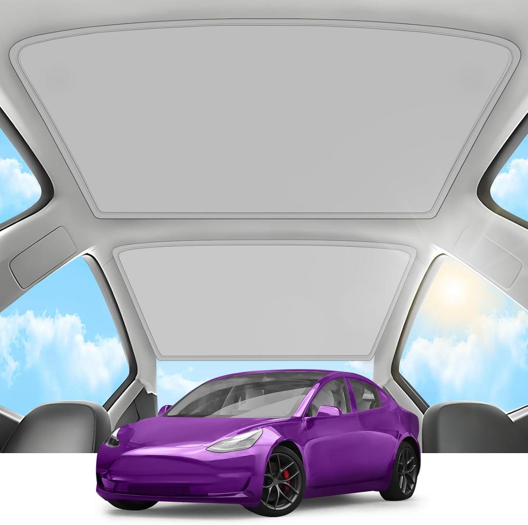 2025 Upgrade Sunshade Roof for Tesla Model 3 2023-2021 [No-Gap/Sag-Free] Heat Insulation Glass Roof Sunshade Sunroof for Tesla Model 3 Accessories 2023-2021 Gray