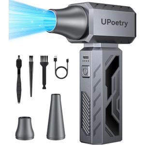 Compressed Air Duster, 130000RPM Electric Air Duster Brushless Motor with Stepless Speed Adjustable, Rechargeable Fast Charging Cordless Mini Air Blower for PC, Keyboard, Car, Home & Outdoor (Grey)