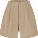 KIRUNDO Shorts for Women Dressy Casual Summer High Waisted | Elastic Waist, Pleated Design, With Belt Loop & Pockets, Wide Leg Tailored Work Shorts, Elegant Professional Office Outfits (XXL)