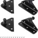 Gas Strut Mounting Hardware Kit - 10MM Ball Stud Bracket Set with 2 L-Type & 2 Flat Mounts (12 Screws) | for Furniture, Cabinets, Windows & Lids