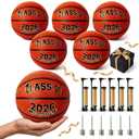 Hiboom 6 Pcs Graduation Basketball Size 1 Class of 2026 Basketballs with Air Pump for 2026 Graduation Party Favors Senior Night Milestones Coach Basketball Lover Gift Indoor Outdoor