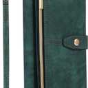 TOOVREN Phone Case for iPhone 16 Pro Max Case with Wallet Strap Lanyard Case fits Phone 16 Pro Max Wallet Case with Card Holder Stand Leather Cover Adjustable for Women & Men 6.9 Inch Green