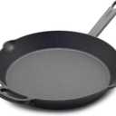 GreenPan x Bobby Flay 12 Cast Iron Pre-Seasoned Skillet with Helper Handle, Professional Grade Heavy Duty, Induction, Pour Spouts, Versatile Stovetop, Oven, BBQ Grill Fire, Indoor/Outdoor Use, Black