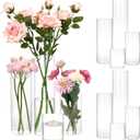 CEWOR 12pcs Glass Cylinder Vase 4, 6.8, 9, 12 Inch Glass Candle Holder Clear Vases for Centerpieces Tall Flower Vase for Wedding Home Decor Party 4 Different Sizes
