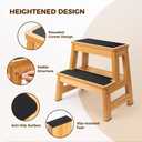 StrongTek Wood Step Stool, 17" Tall Two-Step Design for Adults & Kids, Heavy-Duty 500 lbs Capacity with Non-Slip Steps, Ideal for Kitchen, Bedside & Bathroom Use