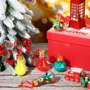 Jinei 24 Pieces Christmas Tree Fillable Hanging Ball Ornaments 50 ml Clear Plastic Fillable Light Bulb Ornament with Ribbon and Sticker for Home Christmas Holiday Party Decor