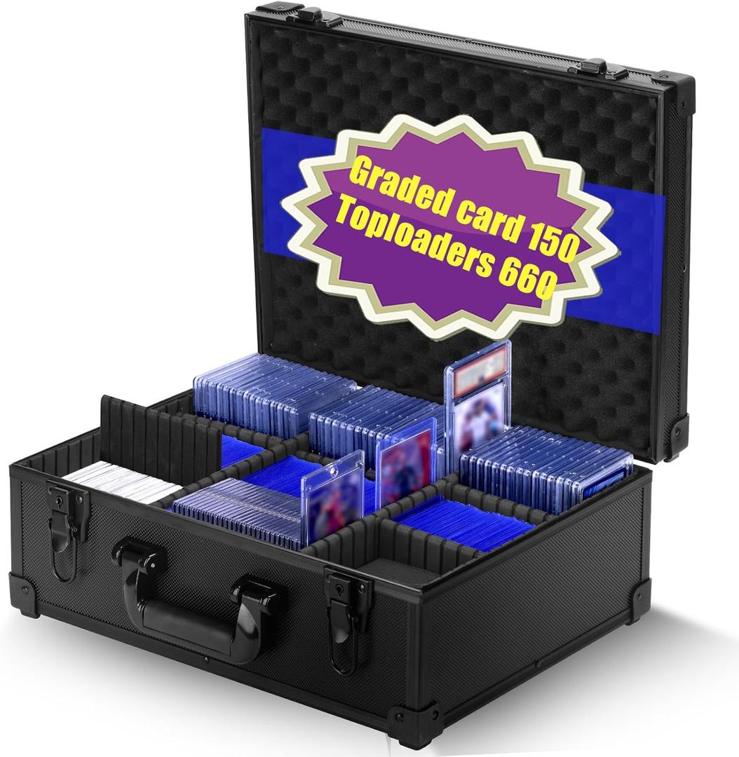 Graded Card Case Storage Box Trading Cards Storages Box For Toploaders Sports Slab Hold 150 Magnetic Cards or 660 Toploaders