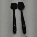 New DI ORO Seamless Series 2-Piece Silicone Pro XL Spoonula & Spatula Set - 600F Heat-Resistant Nonstick Rubber Commercial Grade Kitchen Cooking Utensils - Large Scrapers for Mixing & Baking (Black)