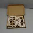 7 Pcs Wooden Christmas Houses Sets Gingerbread House Decor Xmas Village Set Winter Desk Shelf Ornament for Home Office Coffee Bar Mantel Tabletop(Gingerbread Colors)