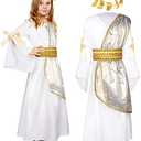 Geyoga 2 Pcs Greek Toga Costume Grecian Roman Costume and Roman Crown Leaf Wreath Halloween XXL