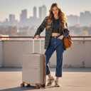 Carry On Luggage Set 22x14x9 Airline Approved Luggage Sets 3 Piece,Suitcases with Wheels,ABS Hard Case Luggage with TSA Lock Spinner Wheels(20 Inch,BP/TB)