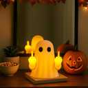 2 x Auetrcls Middle Finger Ghost Figurines LED Lamp - Glowing Halloween Decorations Indoor Spooky Home Office Desk House Decor - Gag Prank Gifts