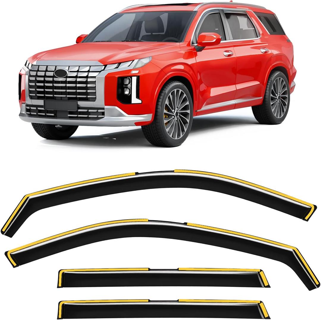 in-Channel Window Rain Guards Fit for Hyundai Palisade 2020-2025 Rain Guard Extra Durable Side Window Deflectors Visor Window Vent Visors Vent Shades Exterior Car Accessories