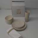 Supernal Wheat Straw Dinnerware Sets,Dish Sets for 8, Plates and Bowls Set Dishwasher Safe, Unbreakable Dinnerware, Reusable Tableware Set, Beige Color 16pcs Plates, 8pcs Bowls, 8pcs Cups (32pcs)